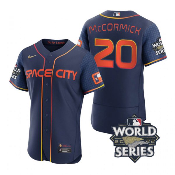 Astros 20 Chas Mccormick Navy Nike 2022 World Series City Connect Flexbase Jersey->houston astros->MLB Jersey